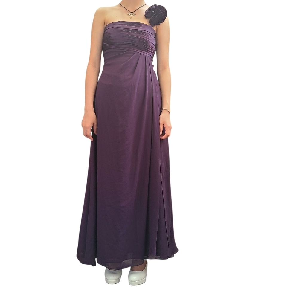 Bill Levkoff Purple Asymmetrical One Shoulder Gown